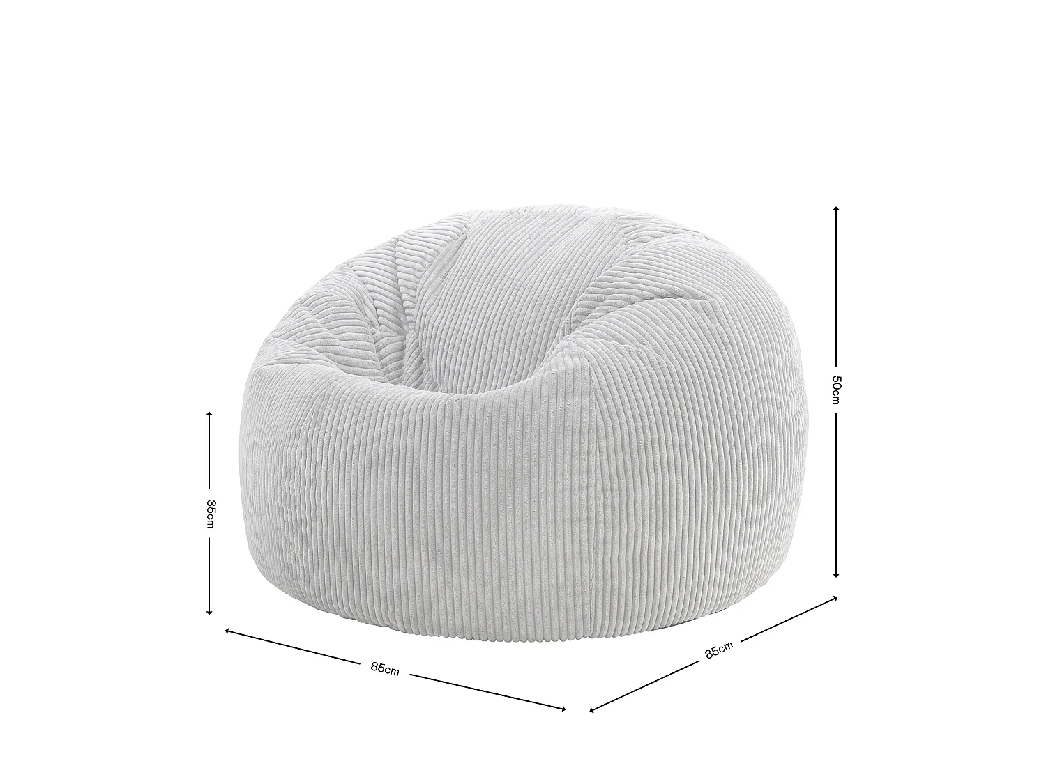 Pouf classique en velours côtelé, rose, chambre et salon - KINGSTON