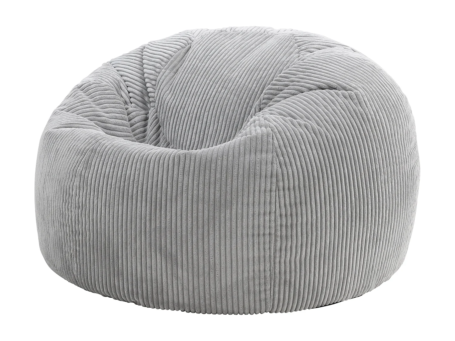 Pouf classique en velours côtelé, gris - KINGSTON