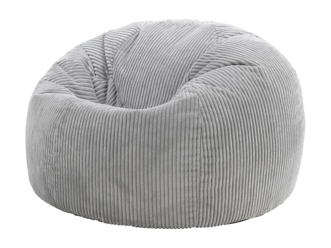 vente unique Pouf classique en velours côtelé gris - KINGSTON