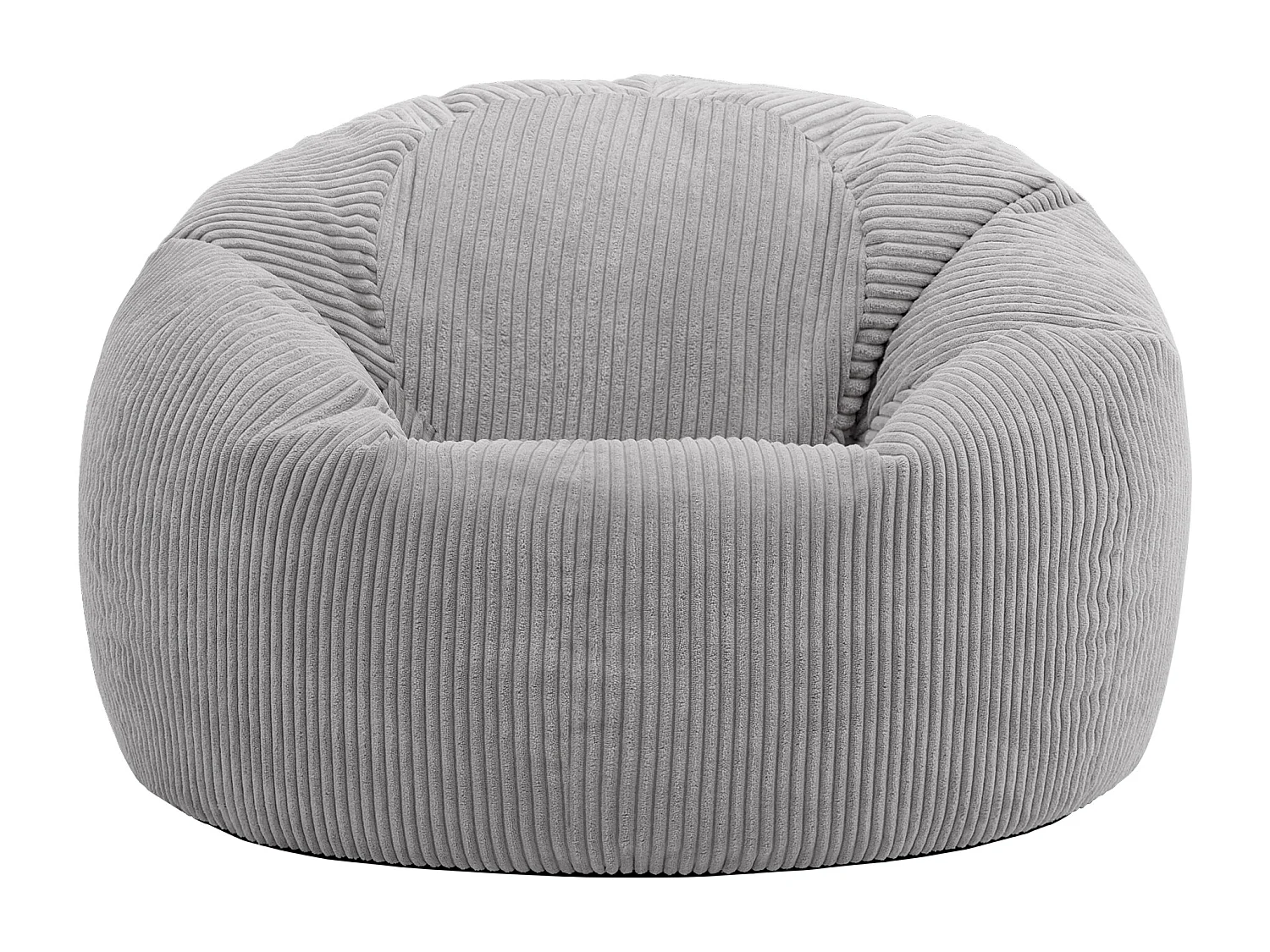 Pouf classique en velours côtelé, gris, chambre et salon - KINGSTON