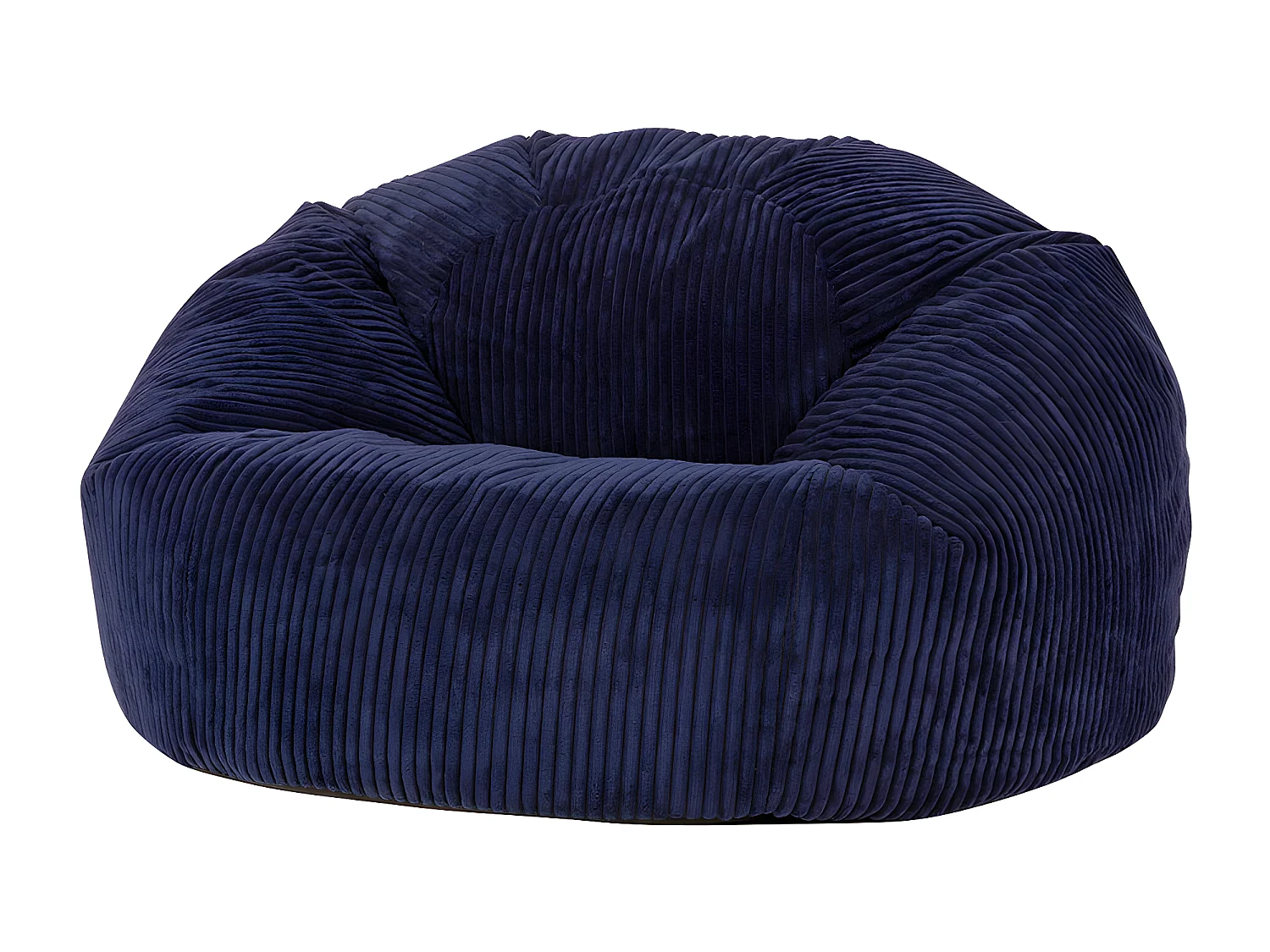 Pouf classique en velours côtelé, bleu marine - KINGSTON