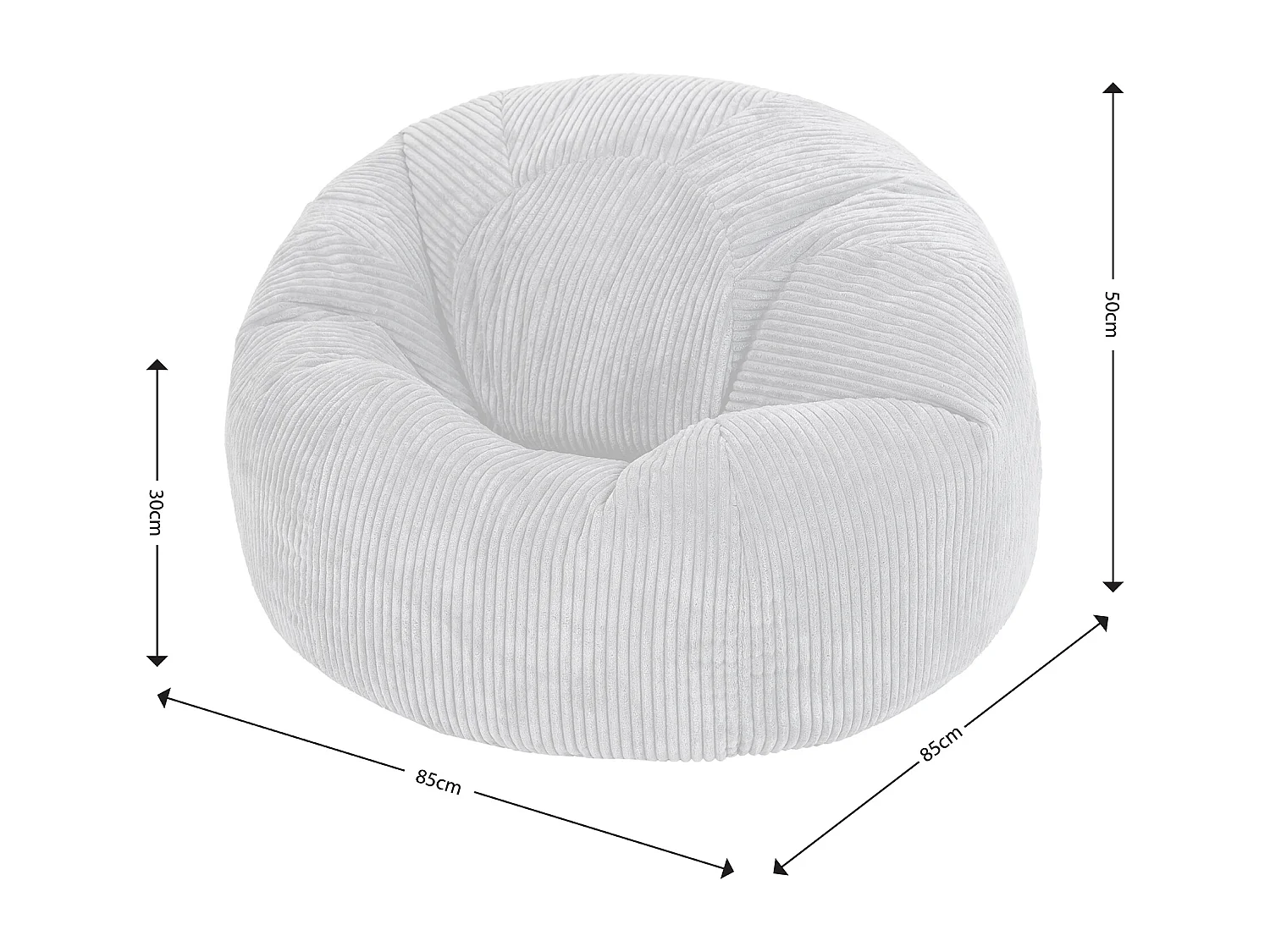 Pouf classique en velours côtelé, bleu marine - KINGSTON