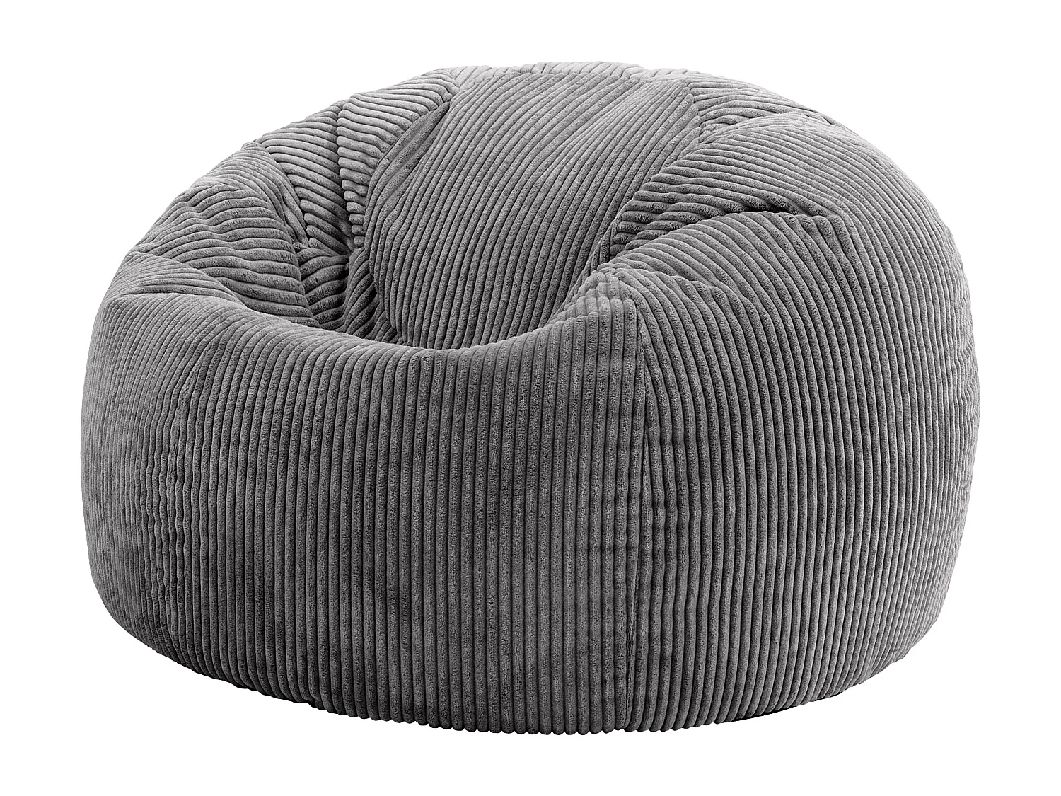 Pouf classique en velours côtelé, gris anthracite - KINGSTON