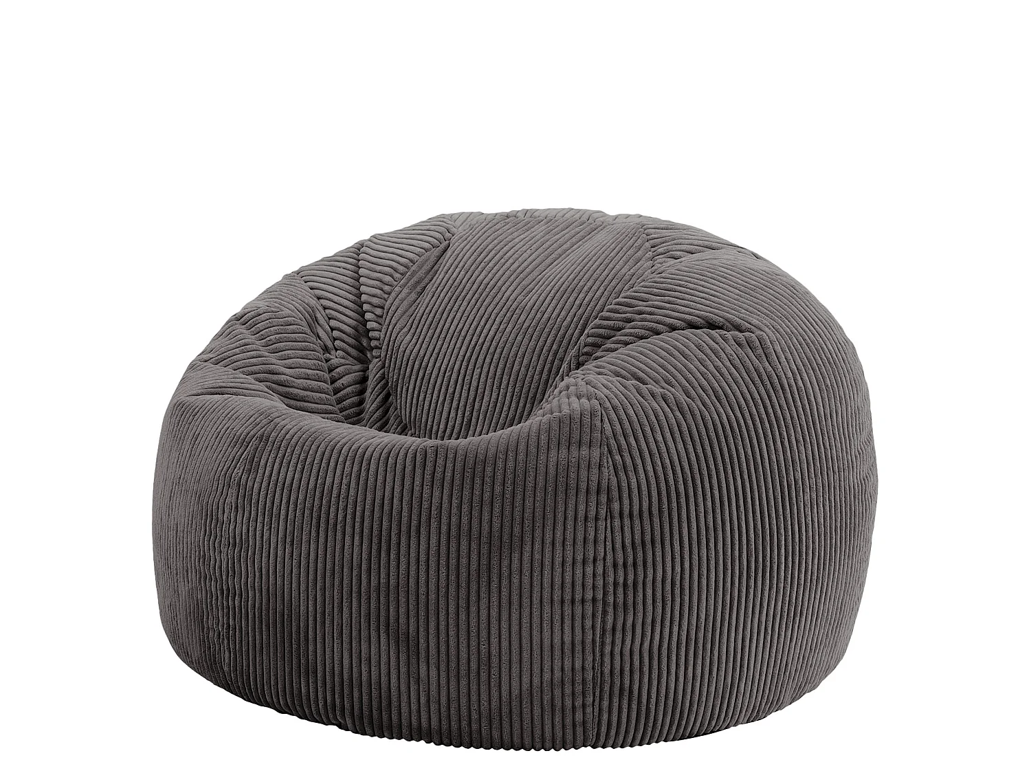 Pouf classique en velours côtelé, gris anthracite, chambre et salon - KINGSTON
