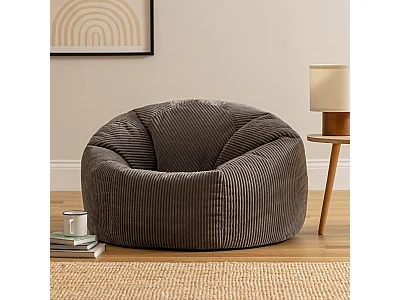 Pouf classique en velours côtelé, gris anthracite, chambre et salon - KINGSTON