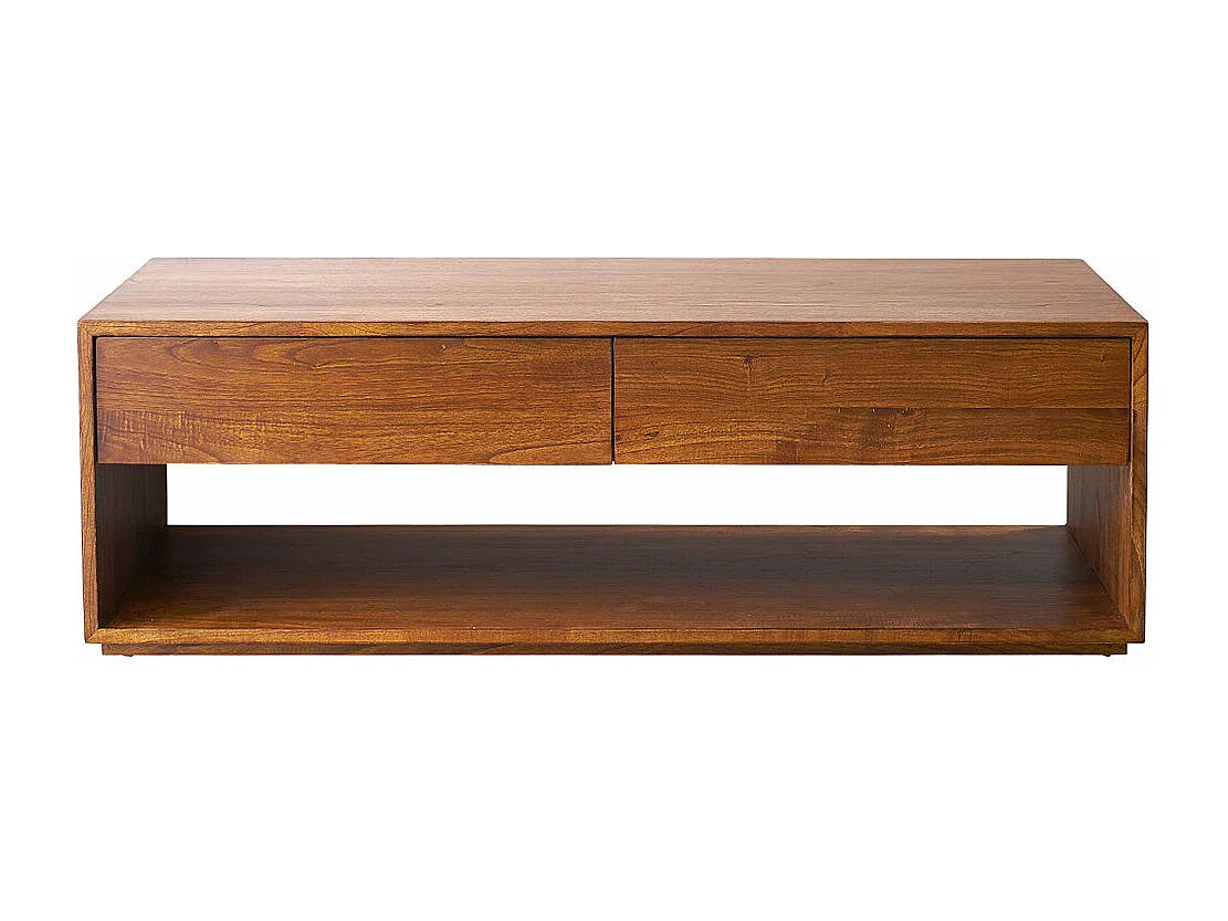 Tavolino in legno massello di mindi con finitura in noce