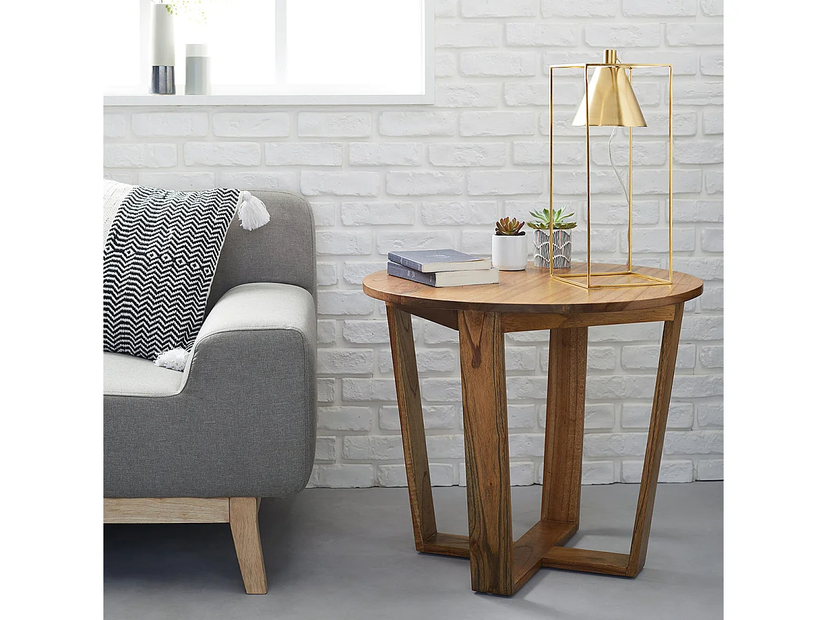 Mesa auxiliar de madera de mindi maciza