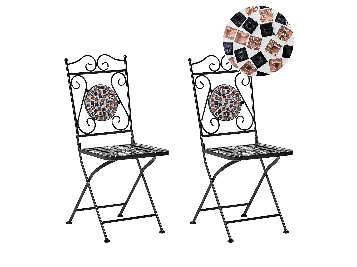Lot de 2 chaises de jardin CARPINO Métal Noir