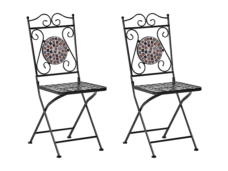 Lot de 2 chaises de jardin CARPINO Métal Noir