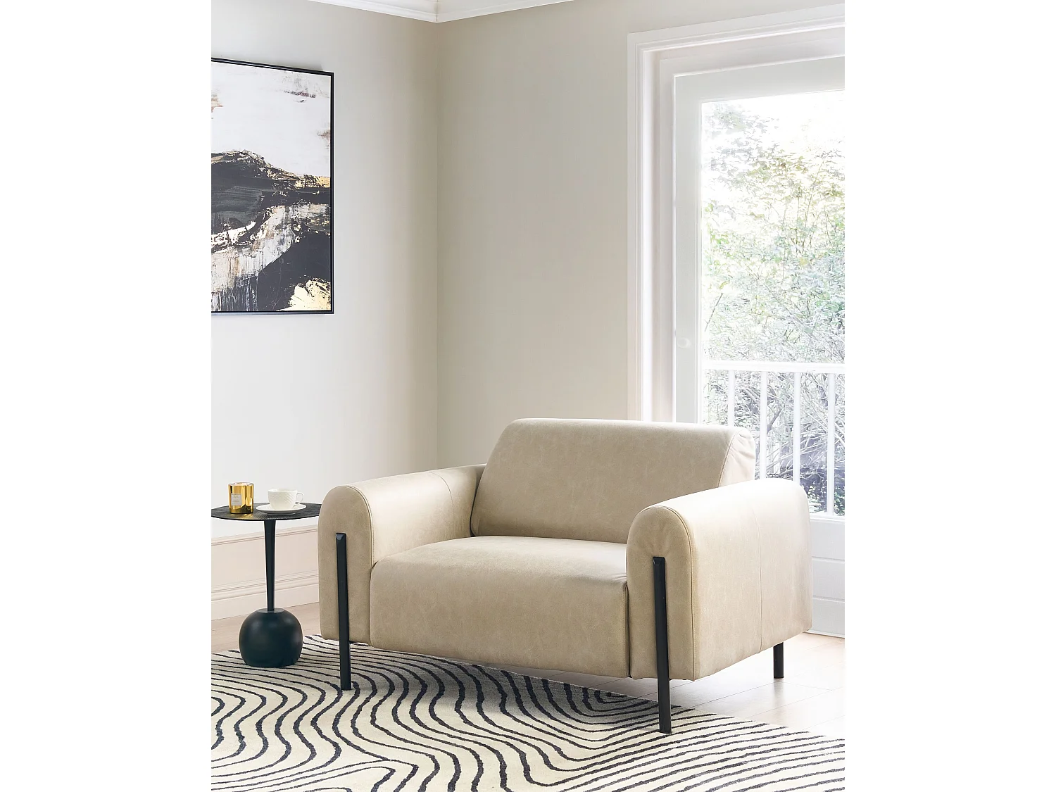 Fauteuil ASKIM Tissu Beige