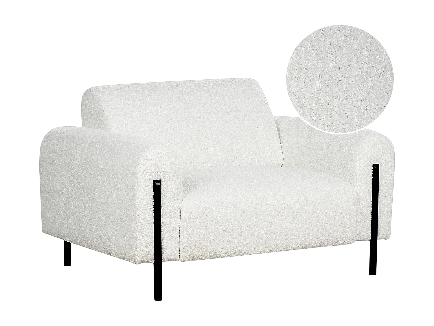 Sessel Bouclé weiß verstellbare Rückenlehne Metallfüße schwarz modern Askim