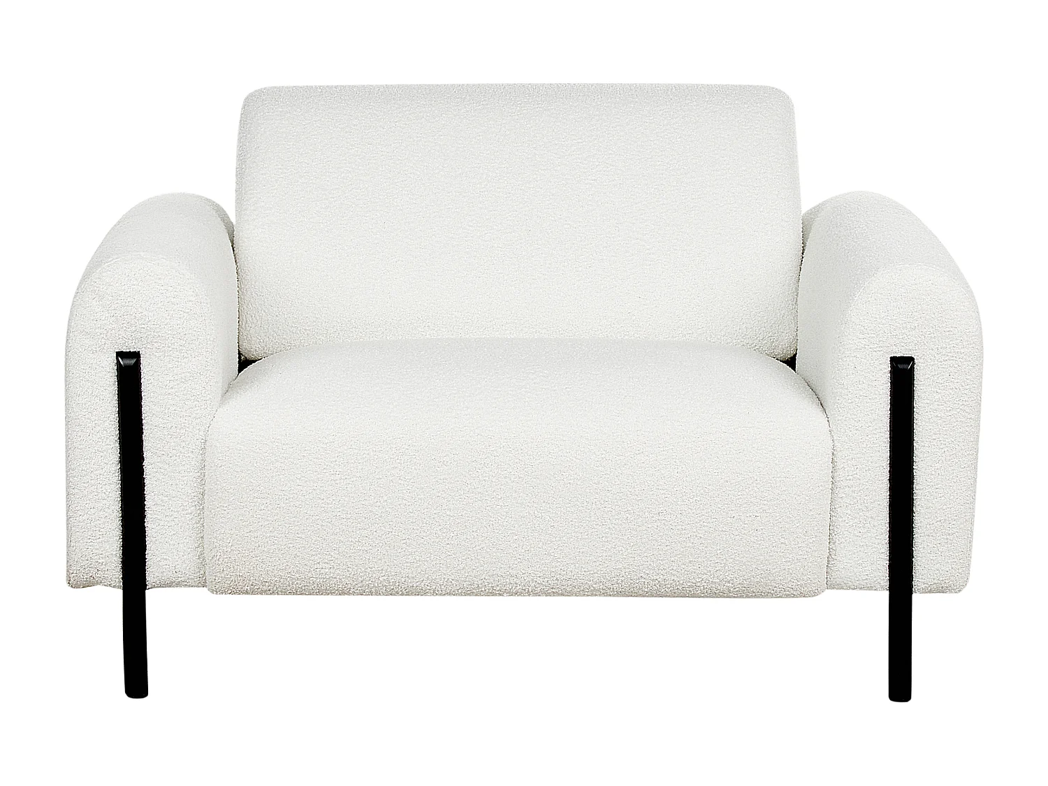 Sessel Bouclé weiß verstellbare Rückenlehne Metallfüße schwarz modern Askim