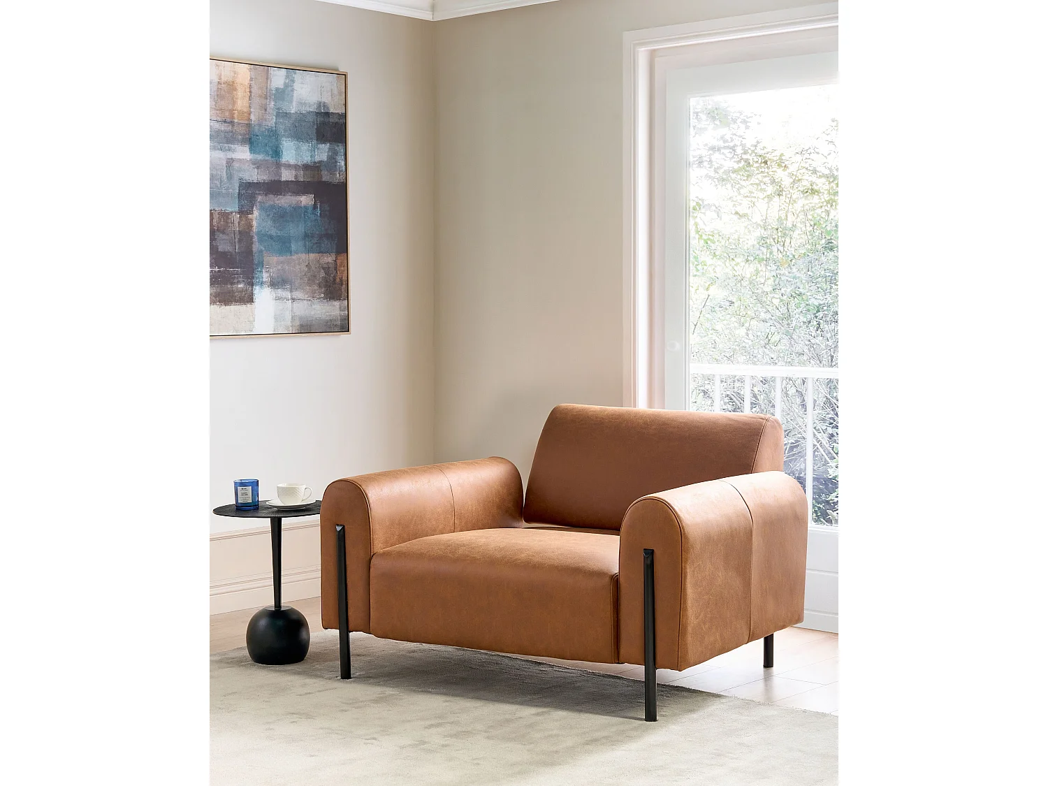 Fauteuil ASKIM Tissu Marron doré