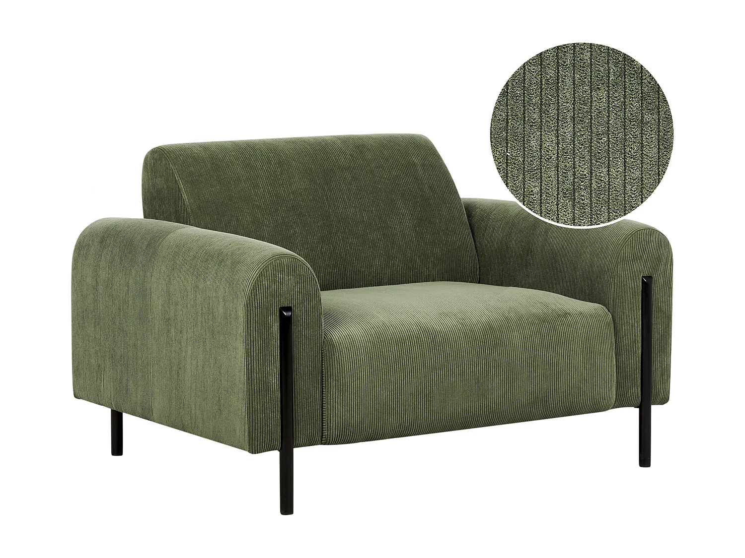 Fauteuil ASKIM Velours côtelé Vert olive