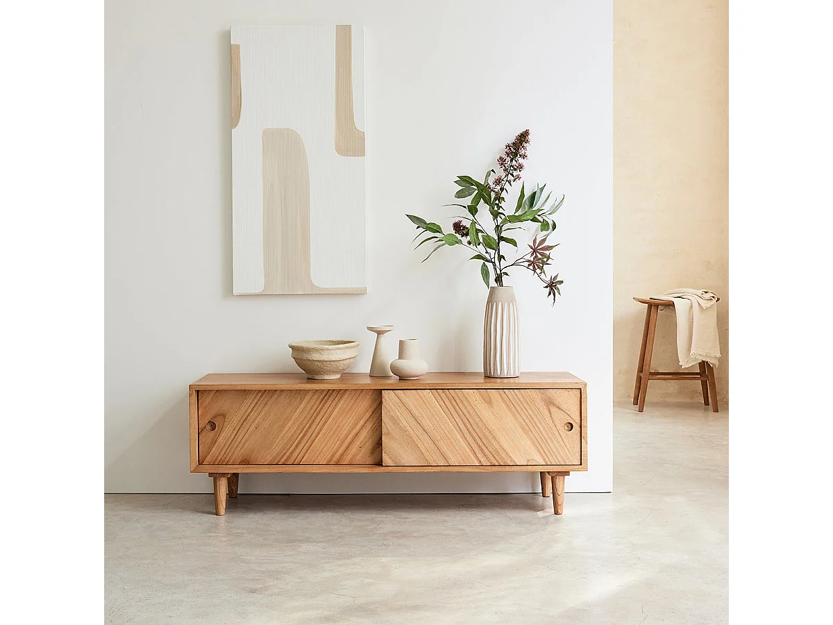 Mueble TV de madera de mindi maciza