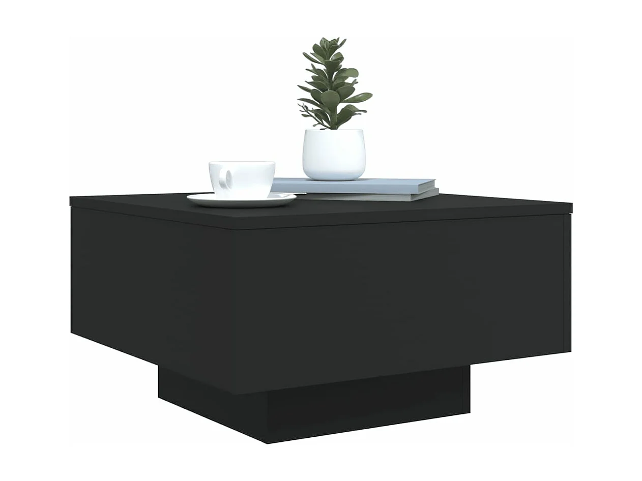 Couchtisch mit LED-Leuchten Schwarz 55x55x31 cm