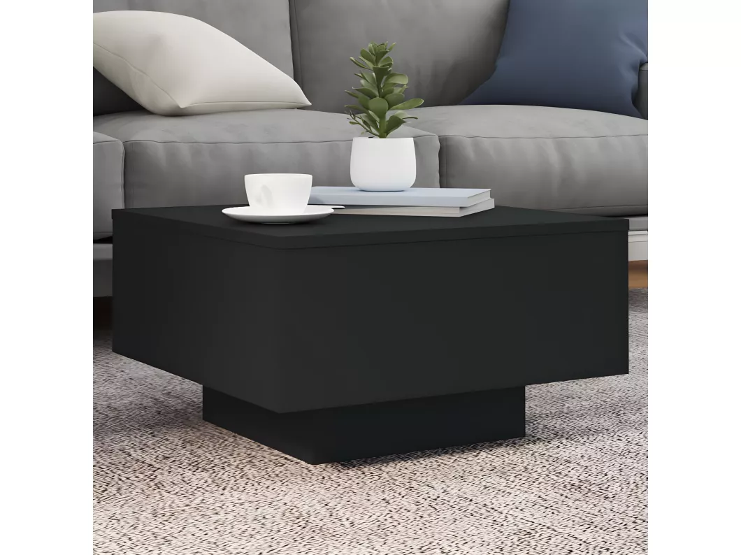 Kauf Unique Couchtisch mit LED-Leuchten Schwarz 55x55x31 cm