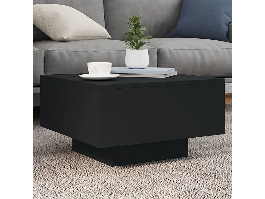 Table basse avec lumières LED noir 55x55x31 cm