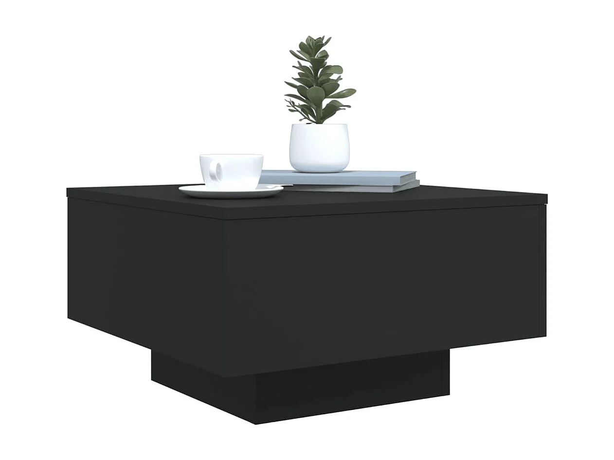 Table basse avec lumières LED noir 55x55x31 cm