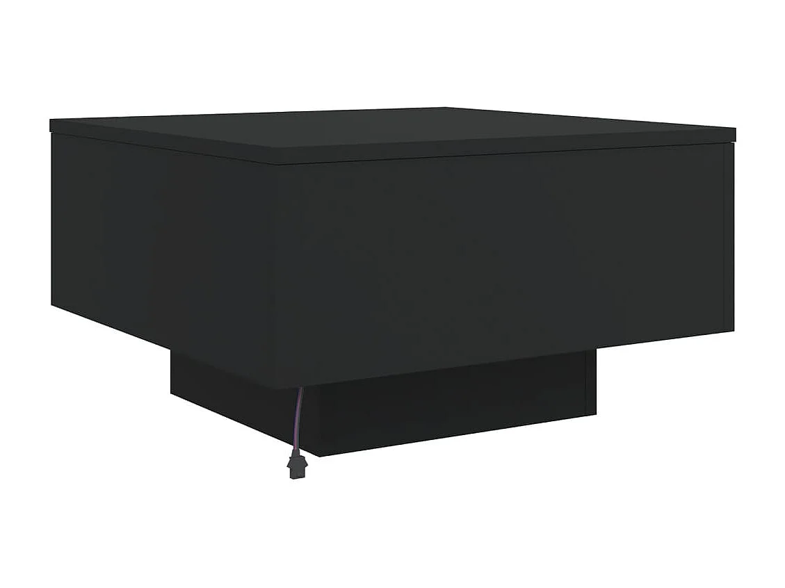 Table basse avec lumières LED noir 55x55x31 cm