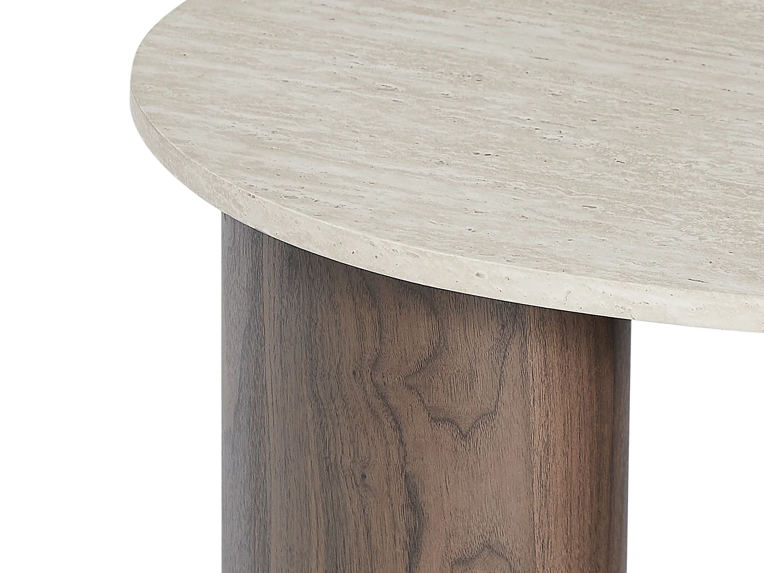 Table basse en MDF - Effet travertin beige et naturel foncé - ALOZYA