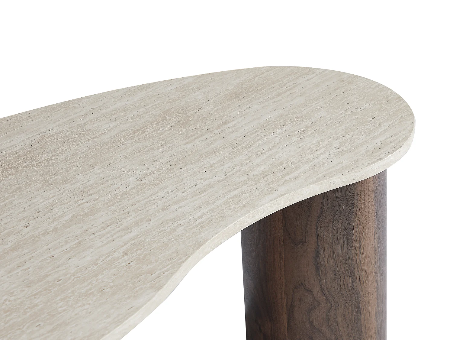 Table basse en MDF - Effet travertin beige et naturel foncé - ALOZYA