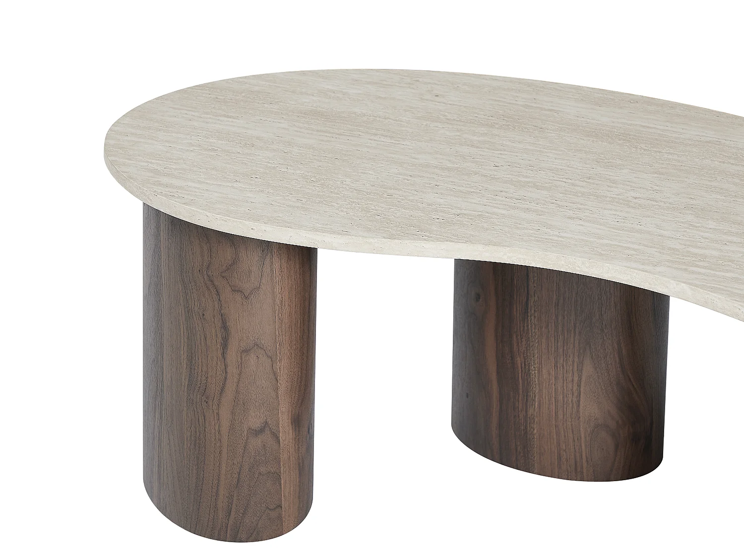 Table basse en MDF - Effet travertin beige et naturel foncé - ALOZYA