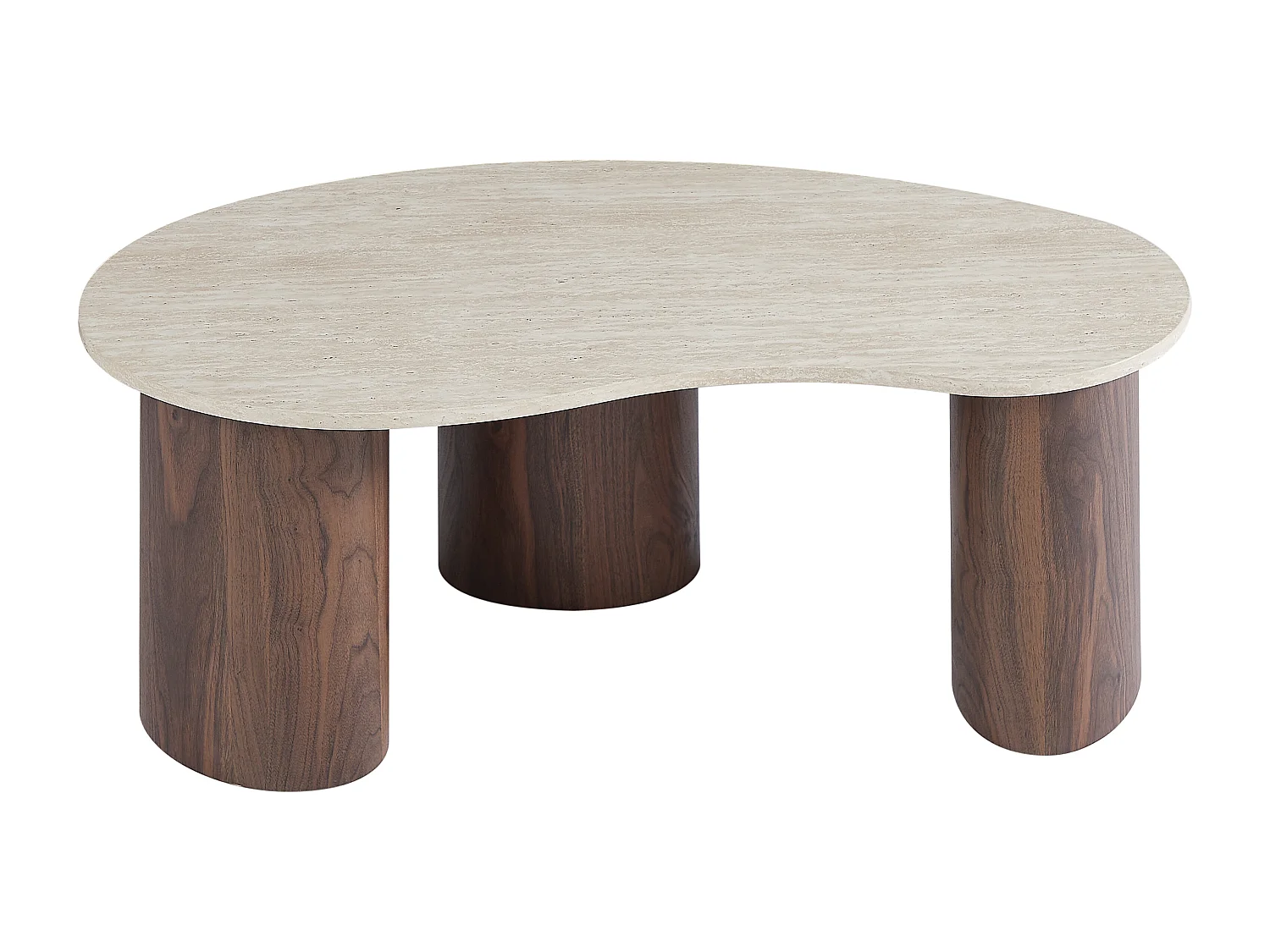 Tavolino in MDF Effetto travertino Beige e Naturale scuro - ALOZYA