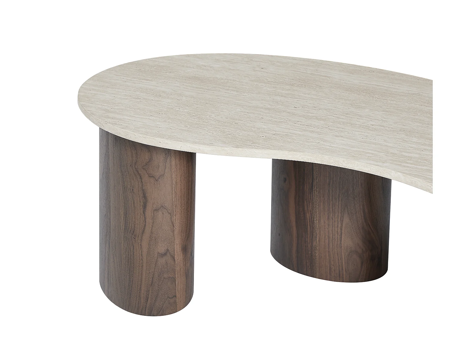 Tavolino in MDF Effetto travertino Beige e Naturale scuro - ALOZYA