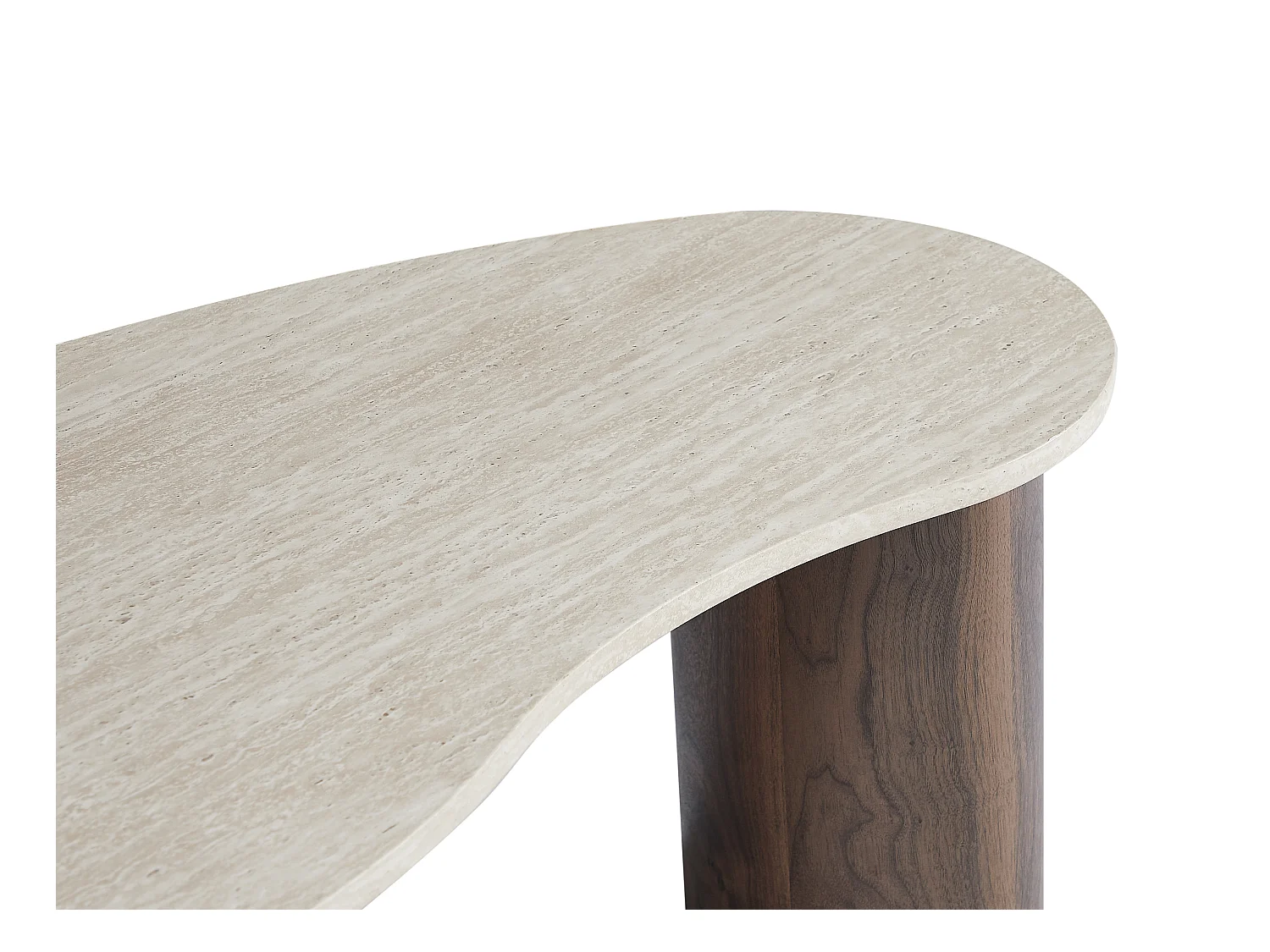 Tavolino in MDF Effetto travertino Beige e Naturale scuro - ALOZYA