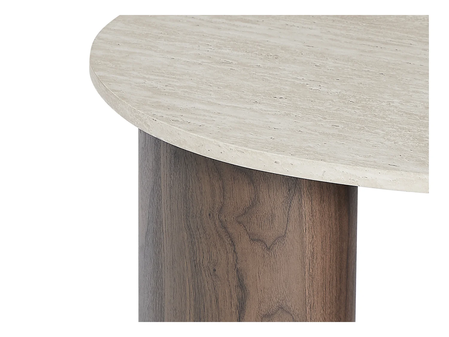 Tavolino in MDF Effetto travertino Beige e Naturale scuro - ALOZYA