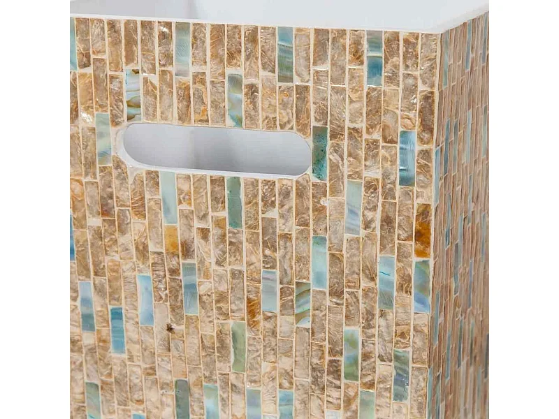 Paragüero cuadrado de madera acabado en capiz marrón 20x20x57