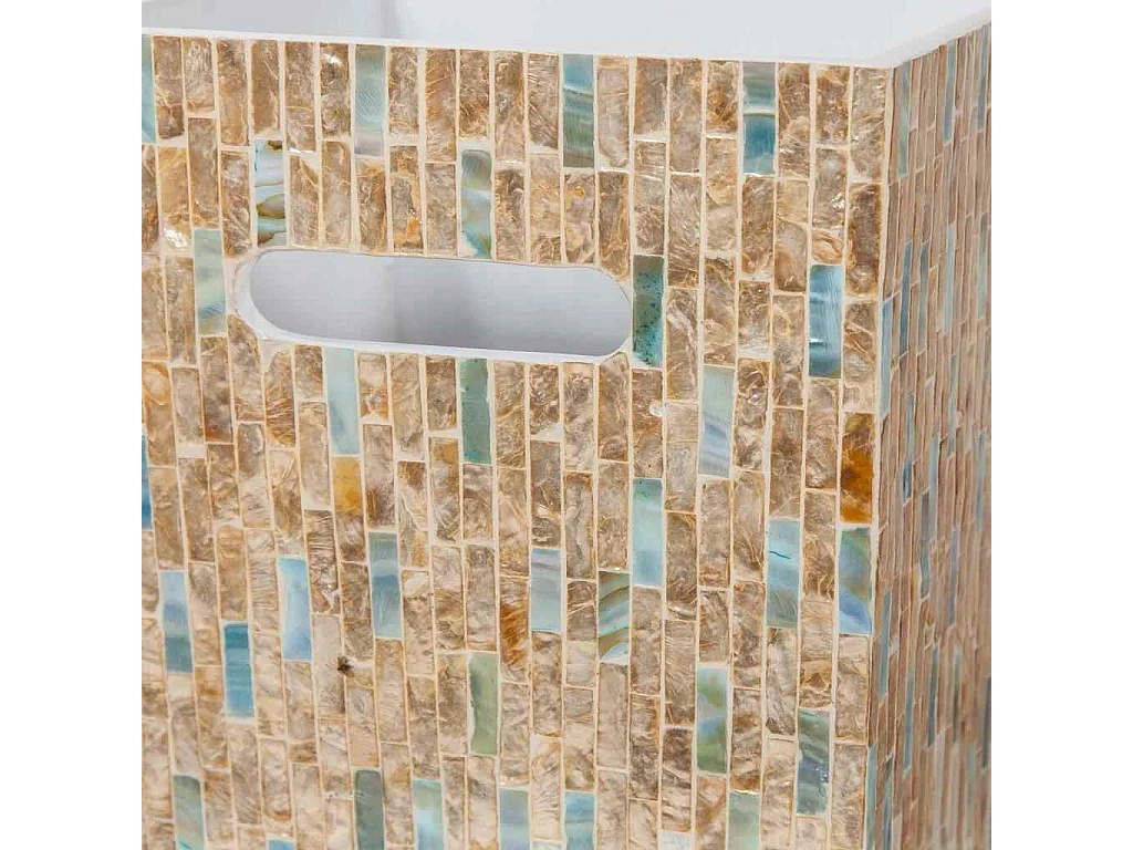 Paragüero cuadrado de madera acabado en capiz marrón 20x20x57