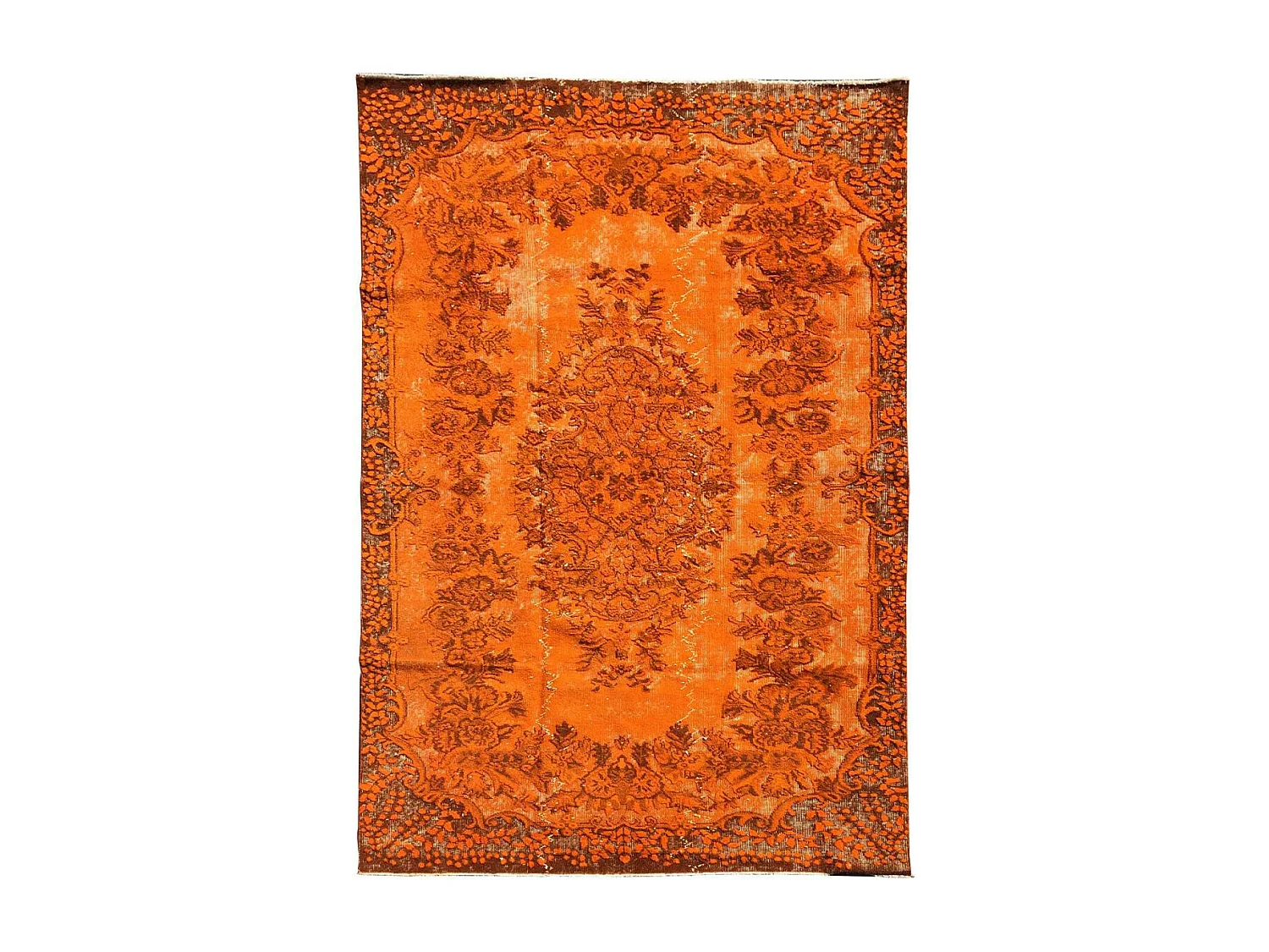 Tapis d''orient OYMALI 160x276 noué main en laine orange '