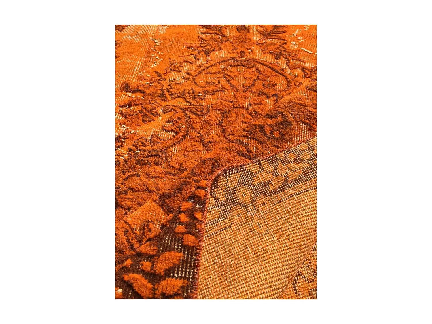 Tapis d''orient OYMALI 160x276 noué main en laine orange '