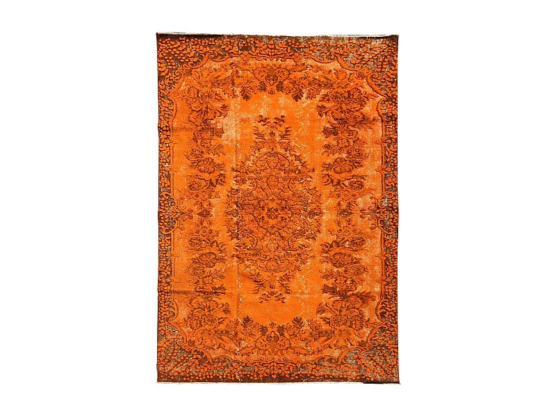 Tapis d''orient OYMALI 160x276 noué main en laine orange '