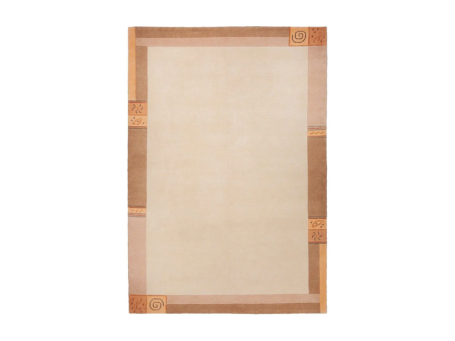 tapis salon 120x180 fait main en laine beige rectangle motif simple LIMANA