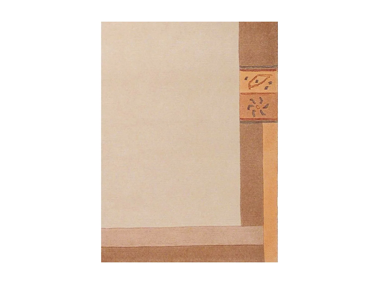 tapis salon 120x180 fait main en laine beige rectangle motif simple LIMANA