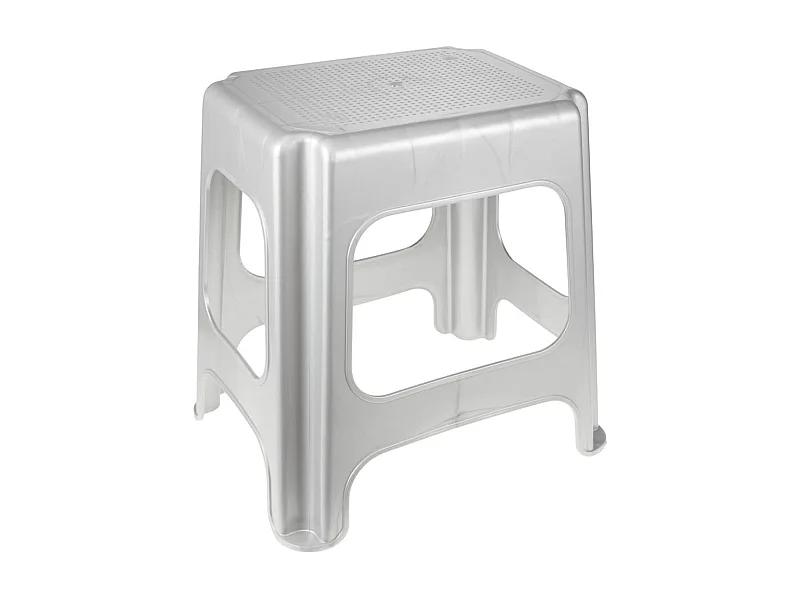 Tabouret maxi, plastique résistant (PP), 41 x 33,5 x 42,5 cm, max, argent