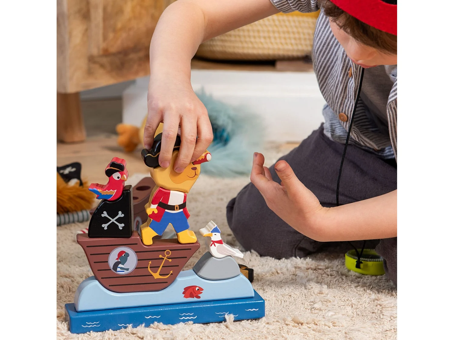 Puzzle vertical multicolorido Pirata 19x5x20 cm