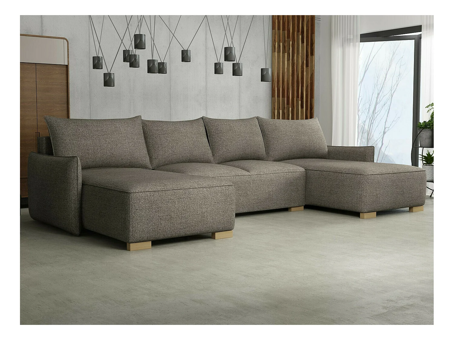 Sofá rinconero Columbus 218, Gris, Función de descanso, Almacenaje, 328x155x87cm