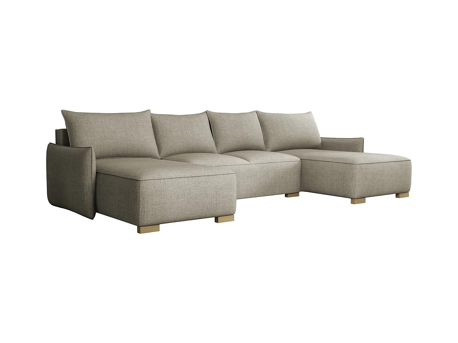 Canapé d'angle Columbus 218, Brun clair, Fonction de couchage, Boîte de literie, 328x87cm