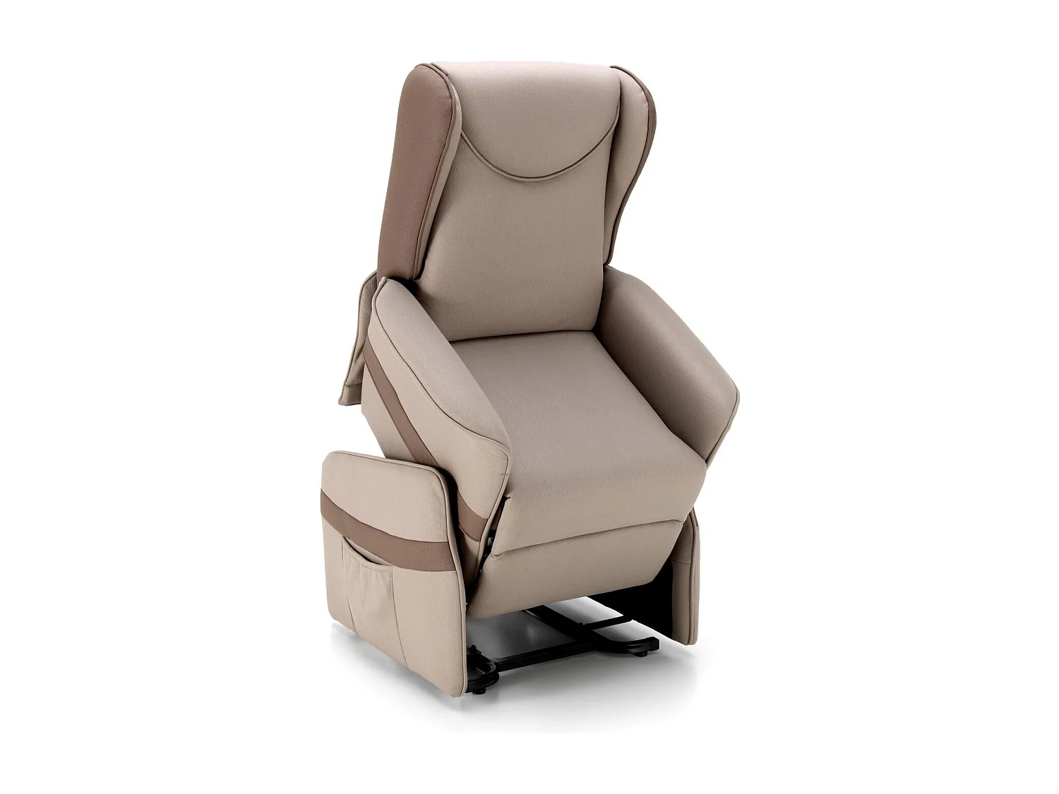 Laura Fauteuil relaxant à 2 moteurs en tissu gris tourterelle