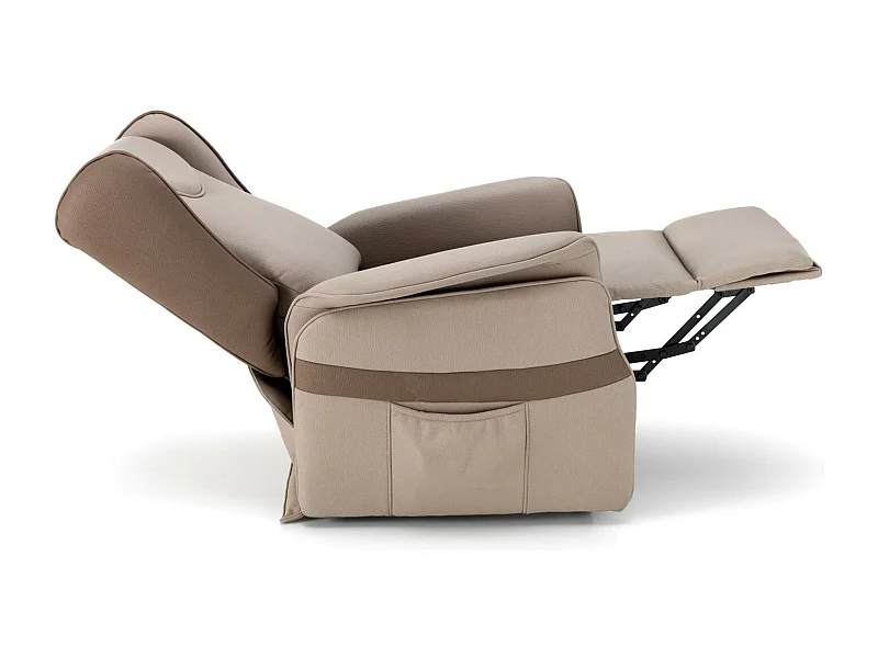 Laura - Poltrona relax con 2 motori in tessuto tortora