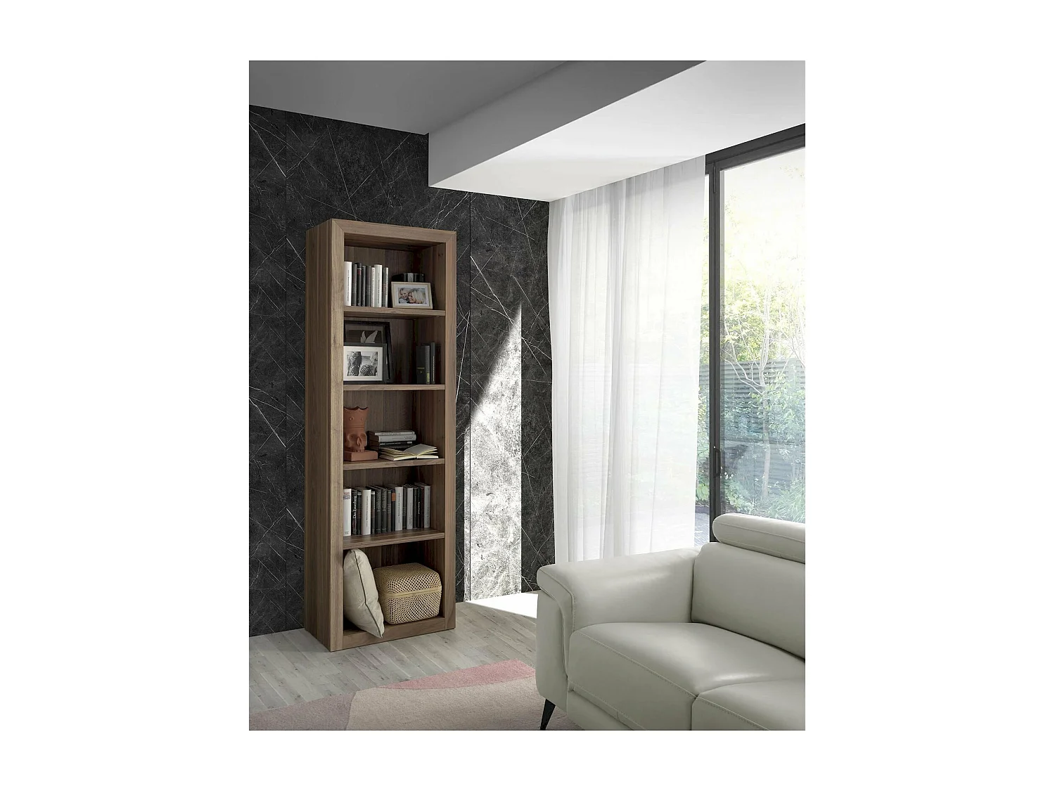 Bibliothèque bois noyer