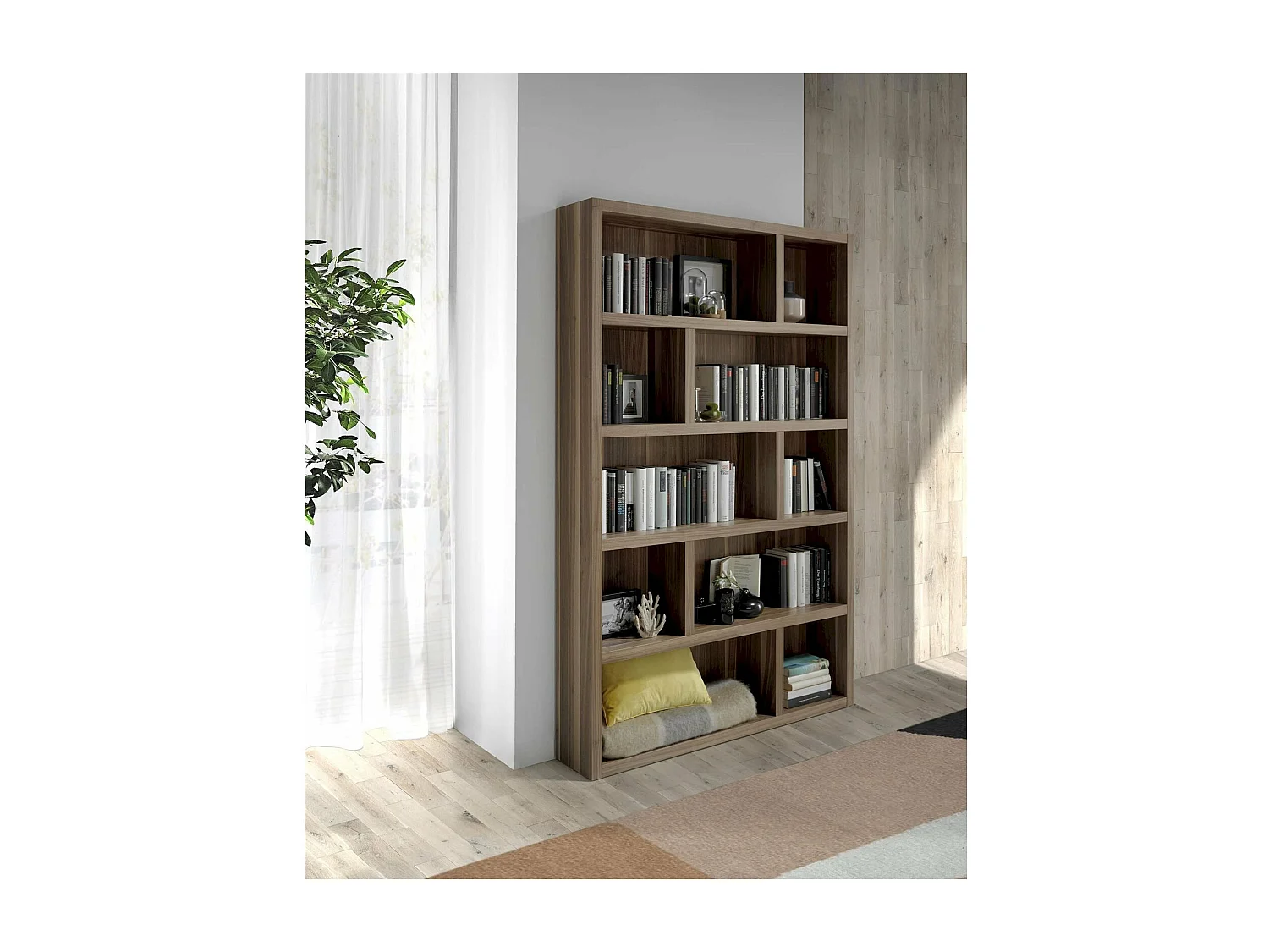 Bibliothèque bois noyer