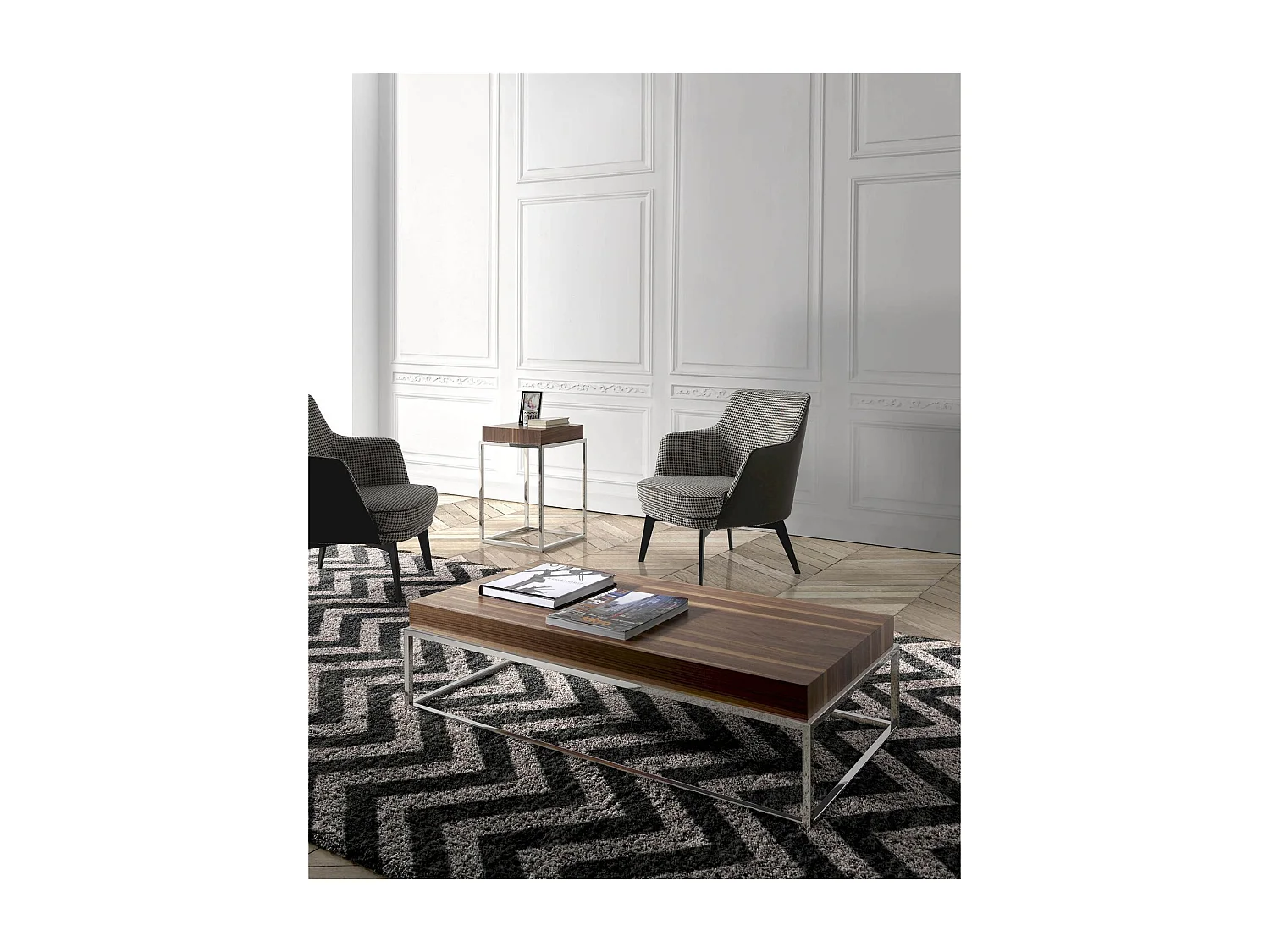 Fauteuil rembourré structure acier inoxydable peint époxy