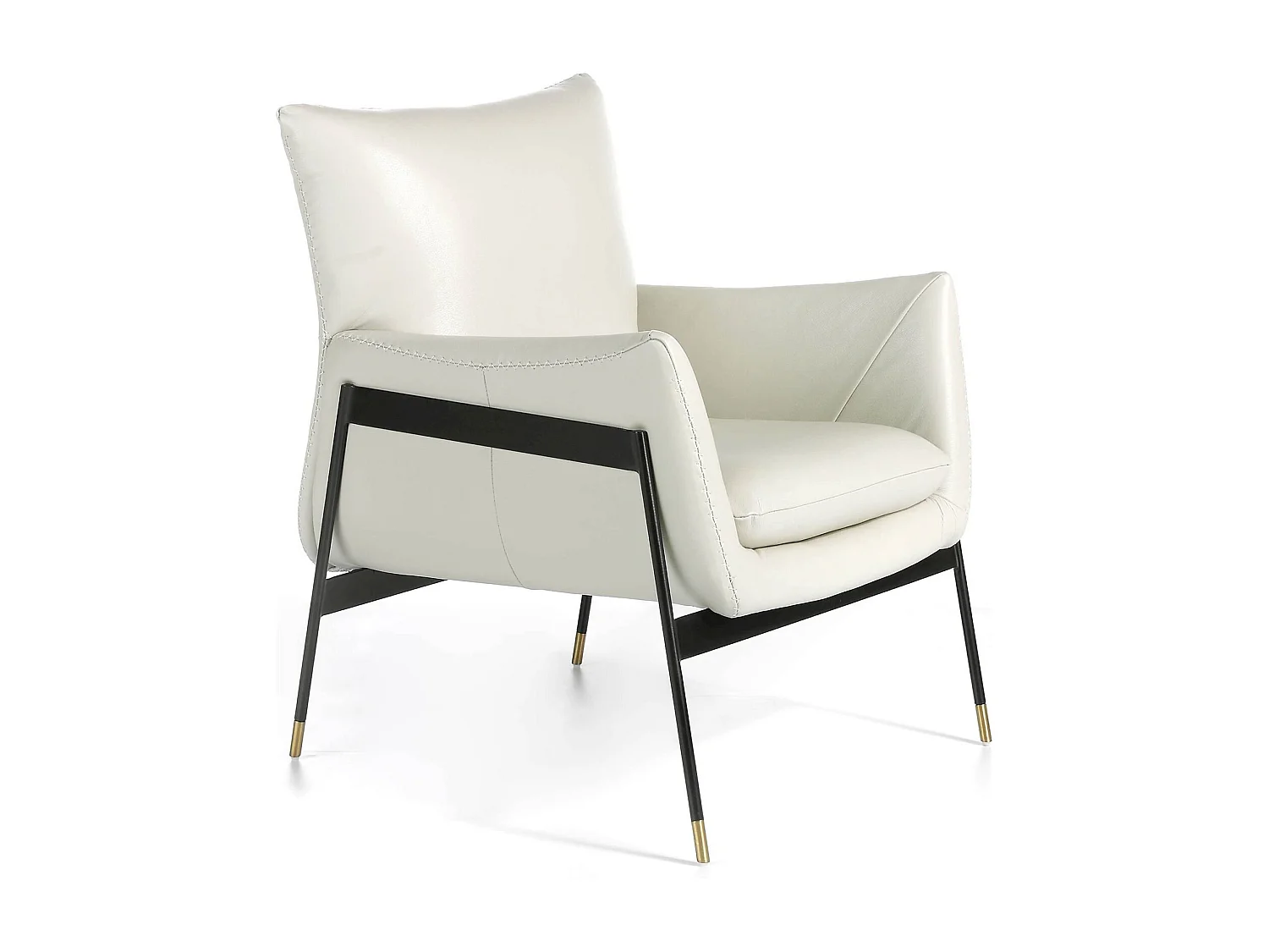 Fauteuil cuir avec pieds acier inoxydable peints