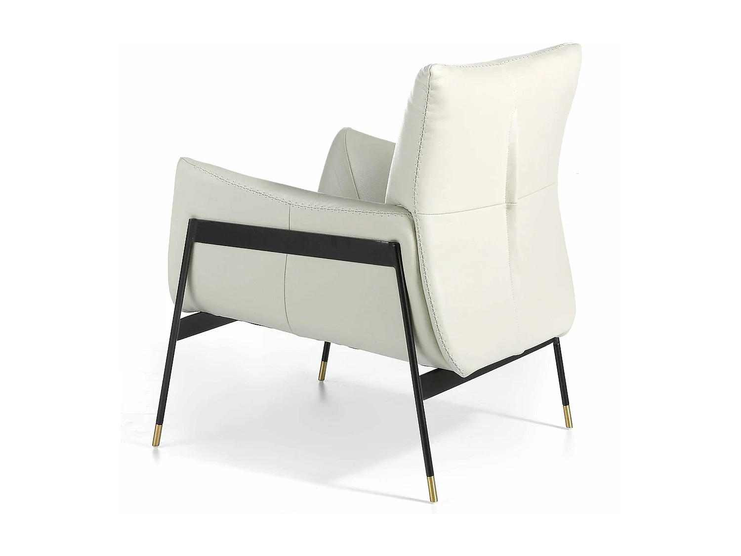 Fauteuil cuir avec pieds acier inoxydable peints