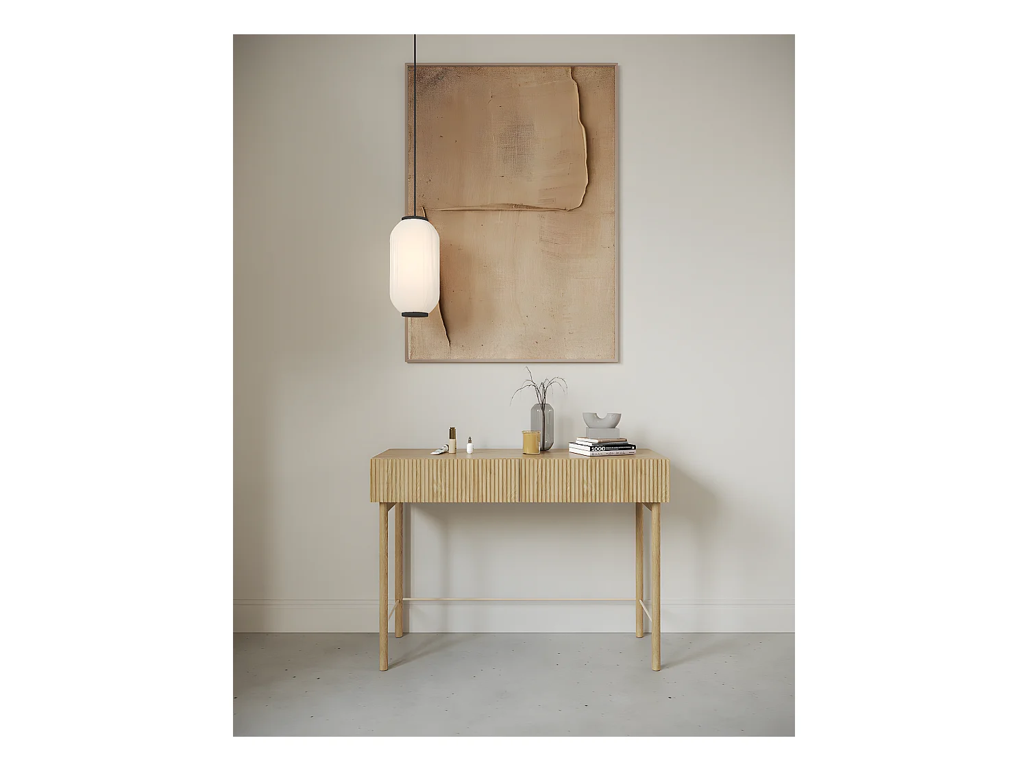Coiffeuse avec tiroir - debout - 110 cm - couleur de bois chêne huilé- NOLIE
